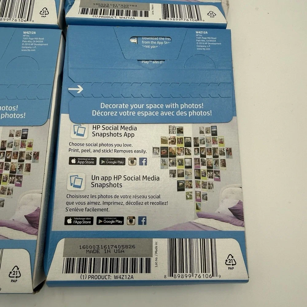 (5)25Pack HP Social Media Snapshots Sticky Back Photo Paper 4
